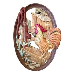 Vintage HighBridge Rustic Rooster Wall Plaque Farmhouse Plaster‎ Mold 17.25"